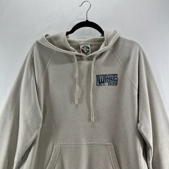 Moondoggies Beach Club Line Up Hoodie Mens M Pullover Fleece Graphic Print Beige - Picture 3 of 11